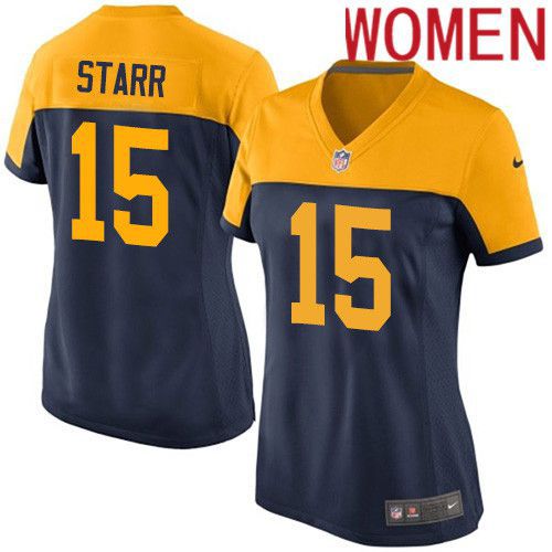 Women Green Bay Packers #15 Bart Starr Navy Blue Nike Alternate Game NFL Jersey